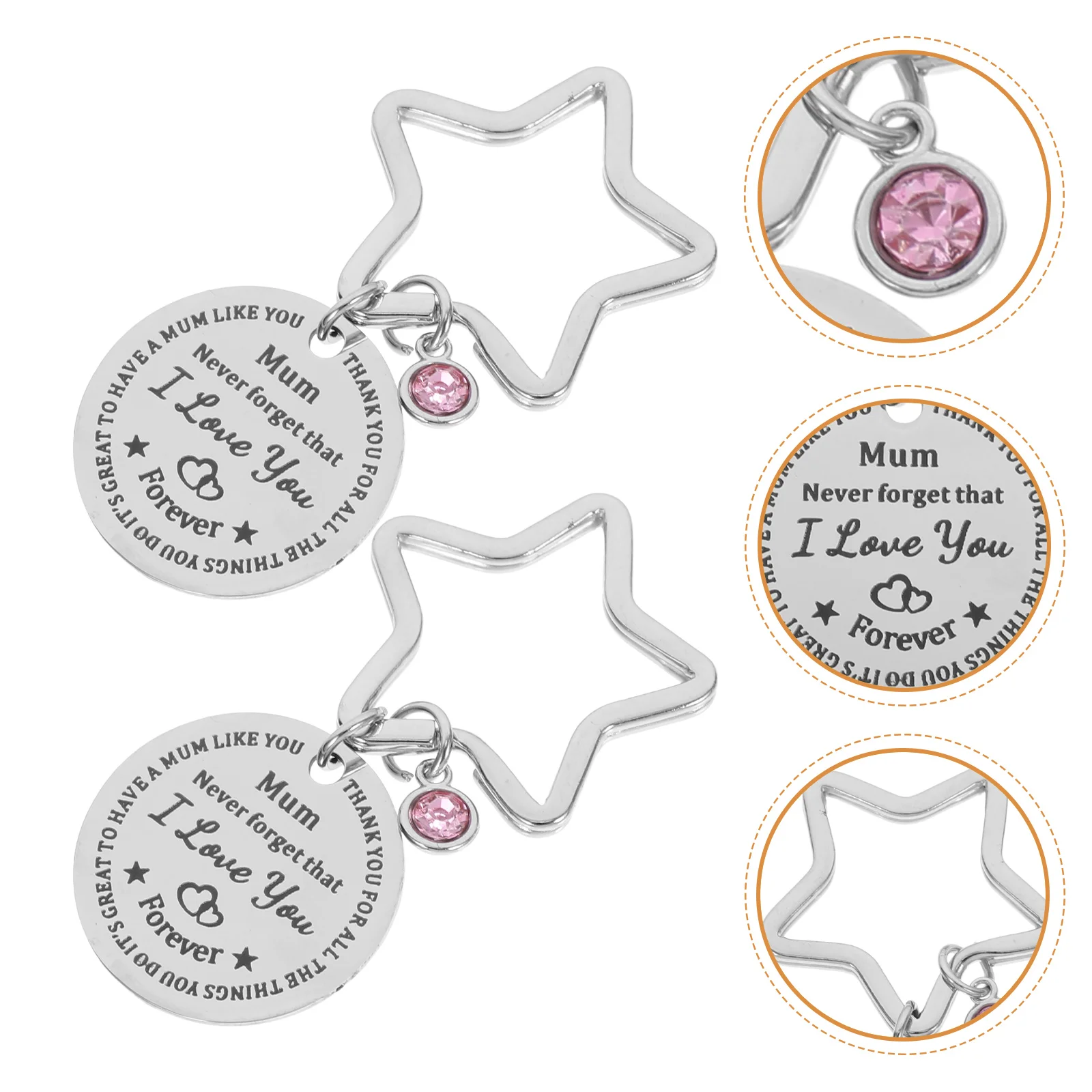 

2Pcs Creative Stainless Steel Key Ring for Mother's Day Mother's Day Gifts