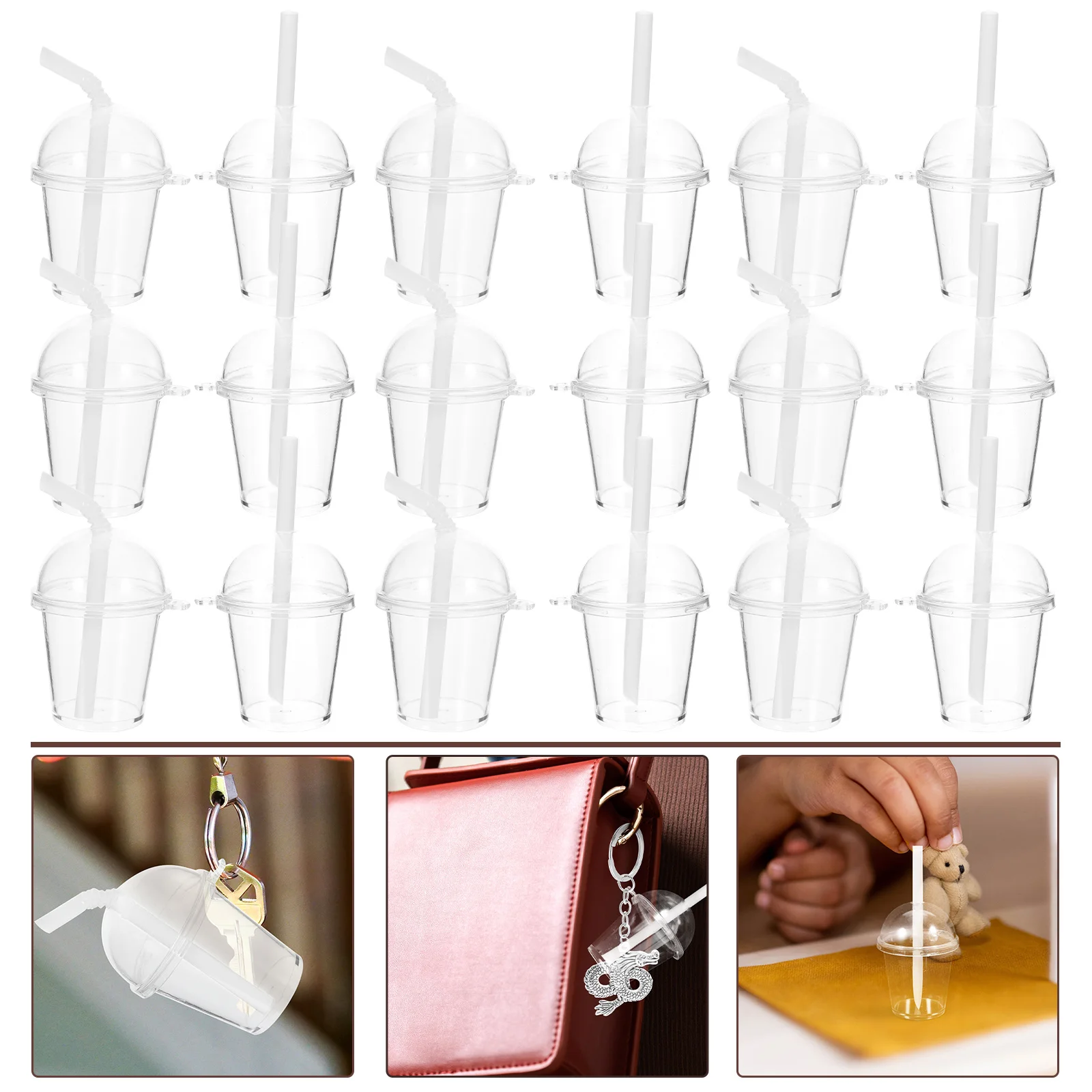 20 комплектов еды имитация деревянной чашки-цефа с отверстиями брелок для ключей