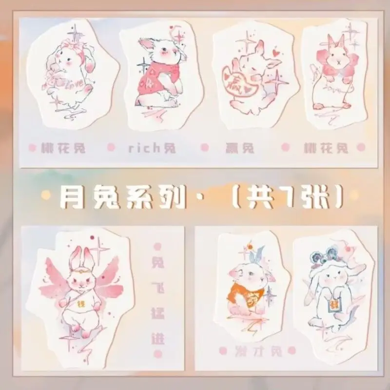 

Fake Tattoos for Women Waterproof Tattoo Stickers Hotwife Colorful Cute Cartoon Bunny Sticker Temporary Tatoo Art Festival Tatto