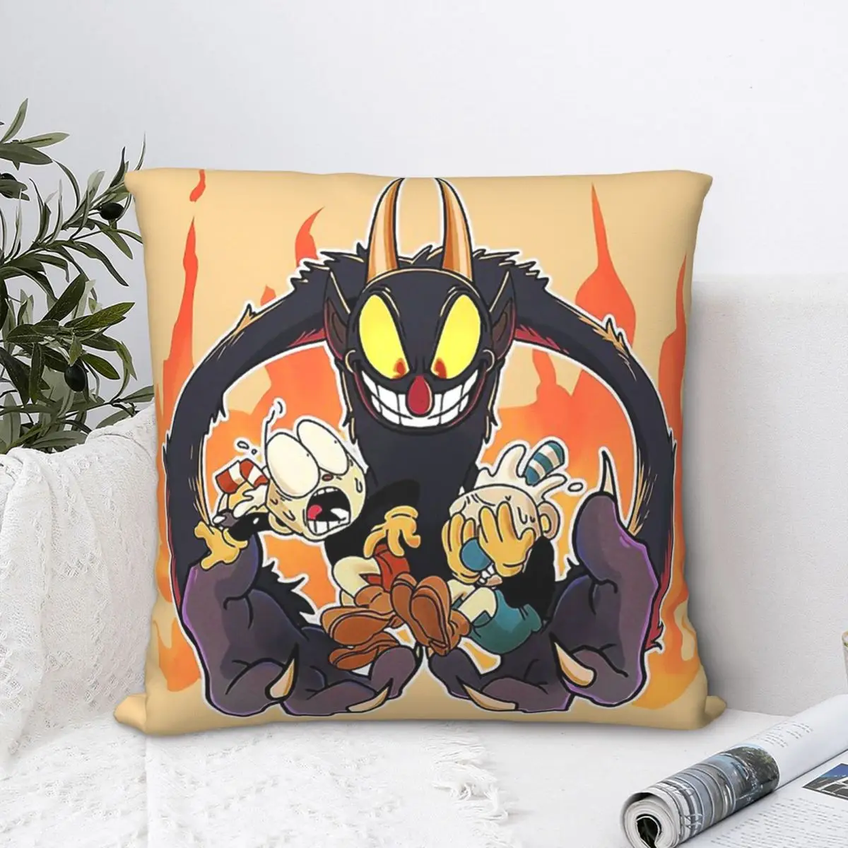 The Devil Poster Pillowcase Cuphead Cala Maria Game Backpack Cushion For Livingroom Printed Chair Throw Pillow Case Decorative