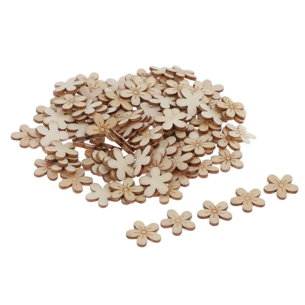 Деревянные украшения вырезанные заготовки ломтики 100 шт. цветочные формы