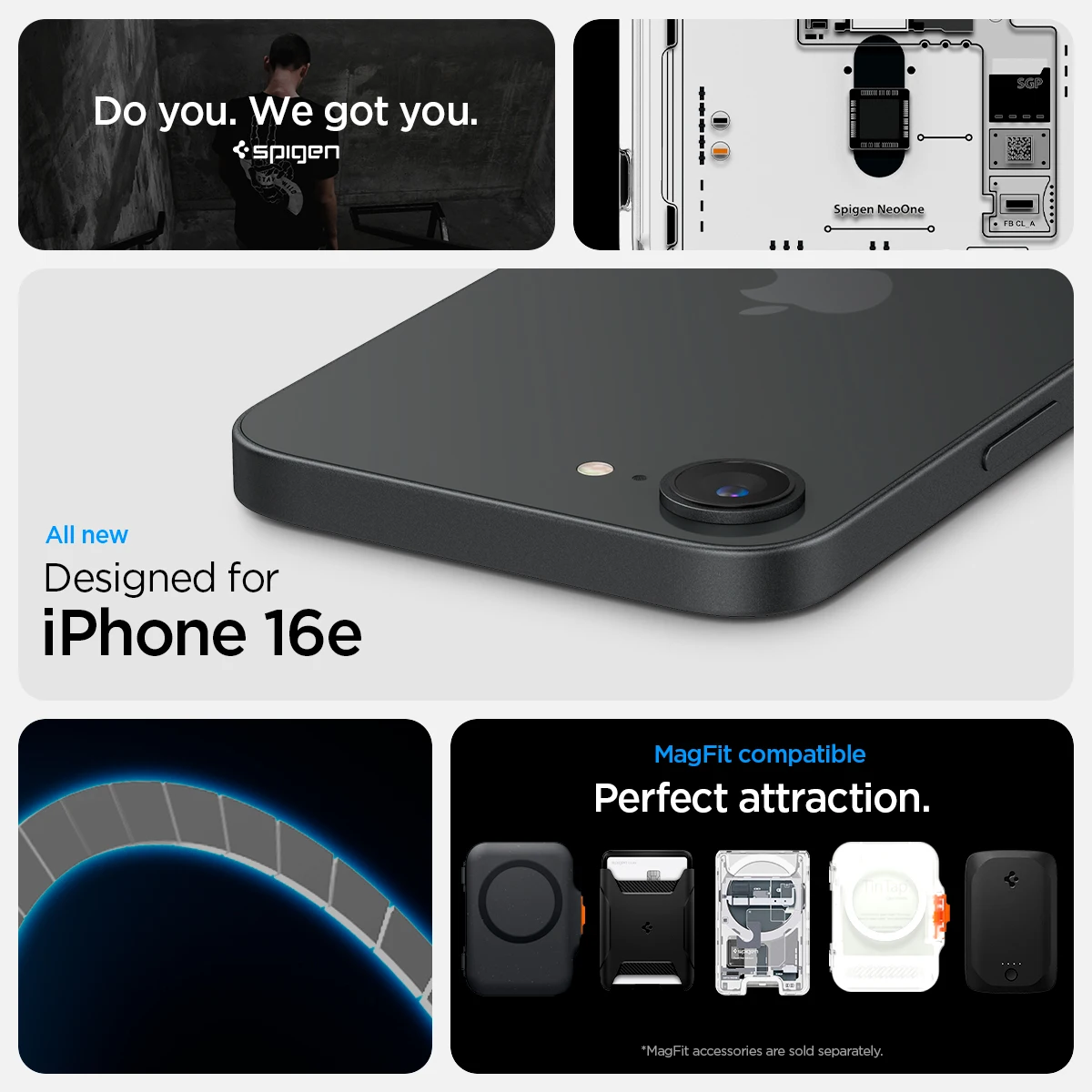 Чехол Spigen Ultra Hybrid MagFit Neo One MagSafe для iPhone 16e (2025) — прозрачный технический дизайн