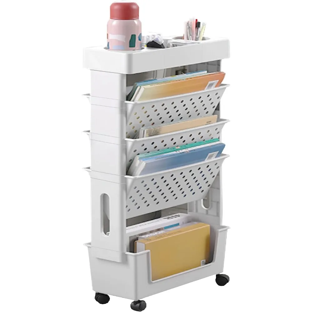 

5 Tier Book Rack Storage Bookshelf, Removable Movable Unique Bookcase, Utility Organizer White Bookshelves, Storage Organization