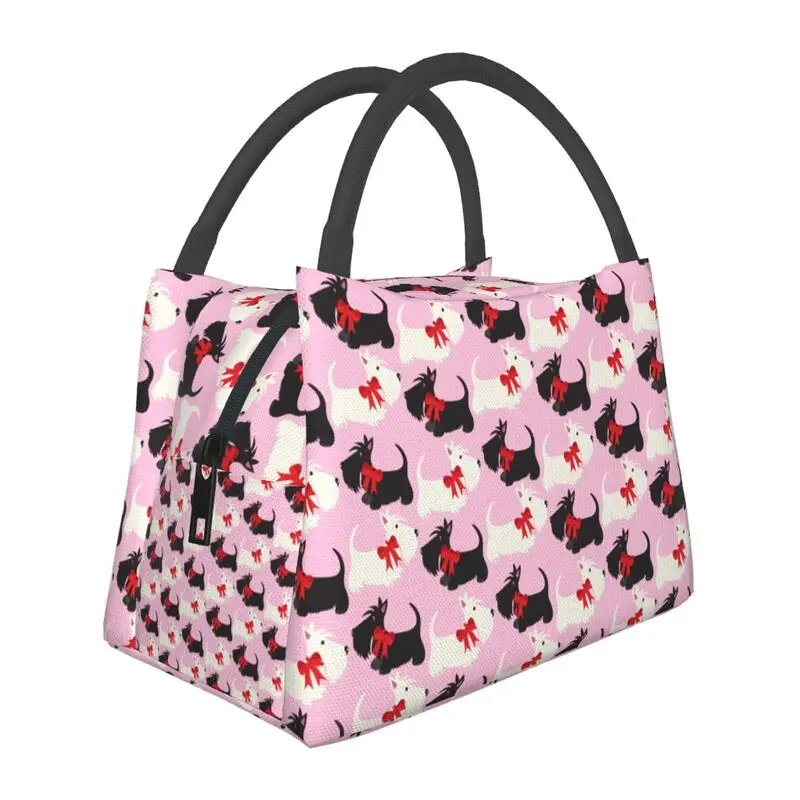 

Cute Scotties Dog Insulated Lunch Bag for Outdoor Picnic Scottish Terrier Portable Thermal Cooler Lunch Box Women