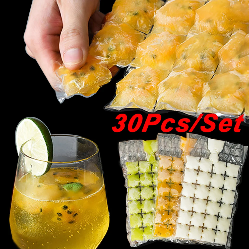 

30/1Pcs Disposable Ice Cube Bags Transparent Self-sealing Freezing Bags DIY Drink Whiskey Ice Mould Household Kitchen Gadgets