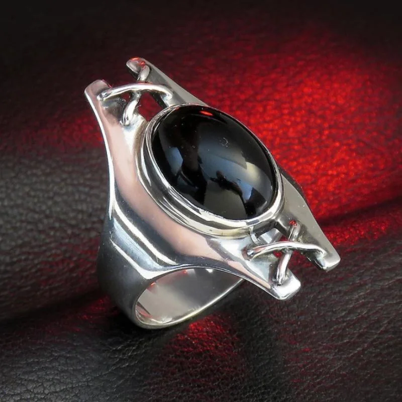 

Large Antique Jewelry Natural Gemstone Labradorite Ring Wedding Engagement Rings Size 6-10