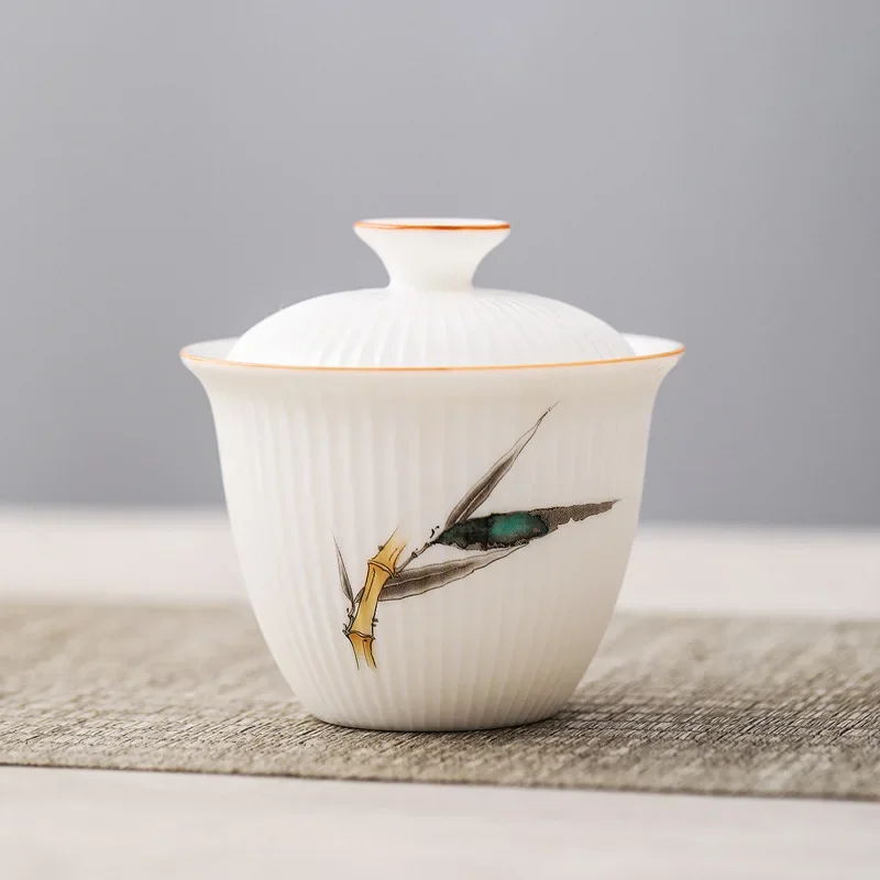 Белый фарфоровый гаваньский противоожоговый чехол миска в полоску с крышкой