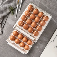 32 grids egg storage box double layer refrigerator transparent drawer type egg box container home kitchen egg holder organizer