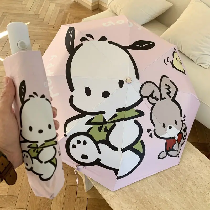 

Автоматический зонт от солнца Sanrio, складной зонт с УФ-защитой, 8 ребер, 10 ребер, три сложения