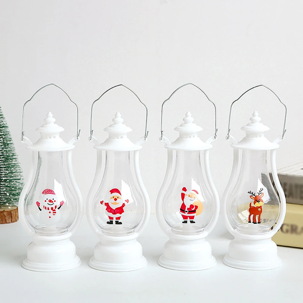 

Christmas Lamp LED Electronic Candle Santa Snowman Table Decoration Layout Portable Small Oil Windproof Retro Small Oil Light
