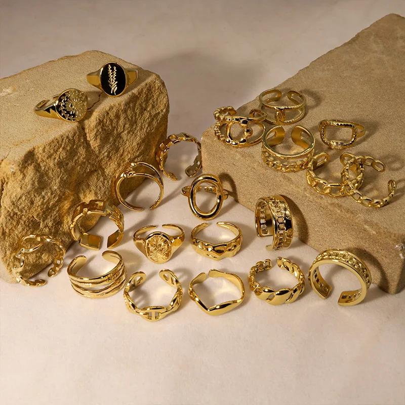 

Простое кольцо из титановой стали, не выцветает, цветочное нишевое Трендовое Открытое кольцо