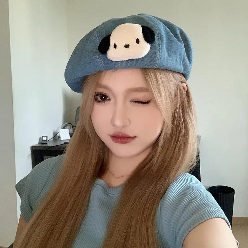 

Kawaii Sanrio Anime Beret Cute Pochacco Autumn Versatile Cartoon Fashion Exquisite Warm Cowboy Retro Octagonal Hat Girls Gifts