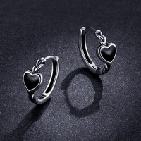 korean black weave small hoops earrings love heart circle earrings for women simple classic cool party jewelry accessories aros