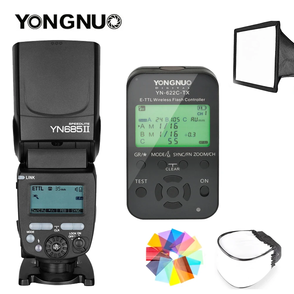 YONGNUO YN685 II YN-685 II Wireless HSS TTL Flash Speedlite Kit for Canon + YN622C-TX Trigger Transeiver Filter + Diffusor images - 6