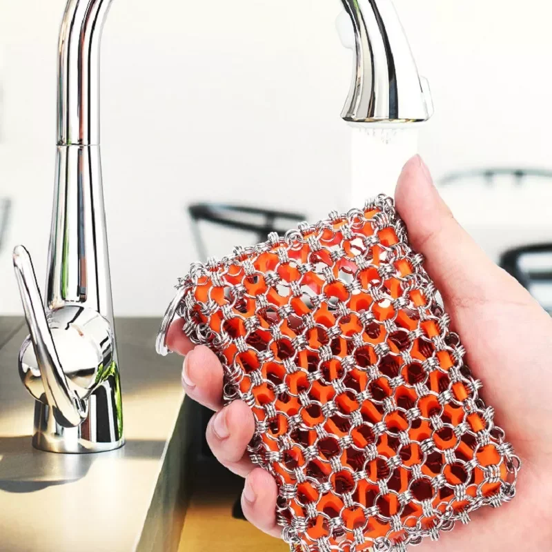 

2023NEW Iron Cleaner Stainless Steel Chainmail Scrubber for Skillet Wok Pot Pan Pre-Seasoned Pan BBQ Grill Brus Kitchen Accessor