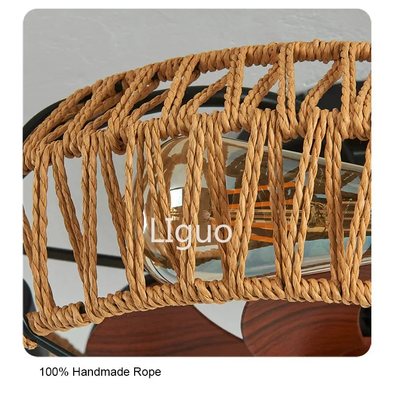 Веревочная лампа ручной работы с потолочными вентиляторами постоянный ток 85-260 в