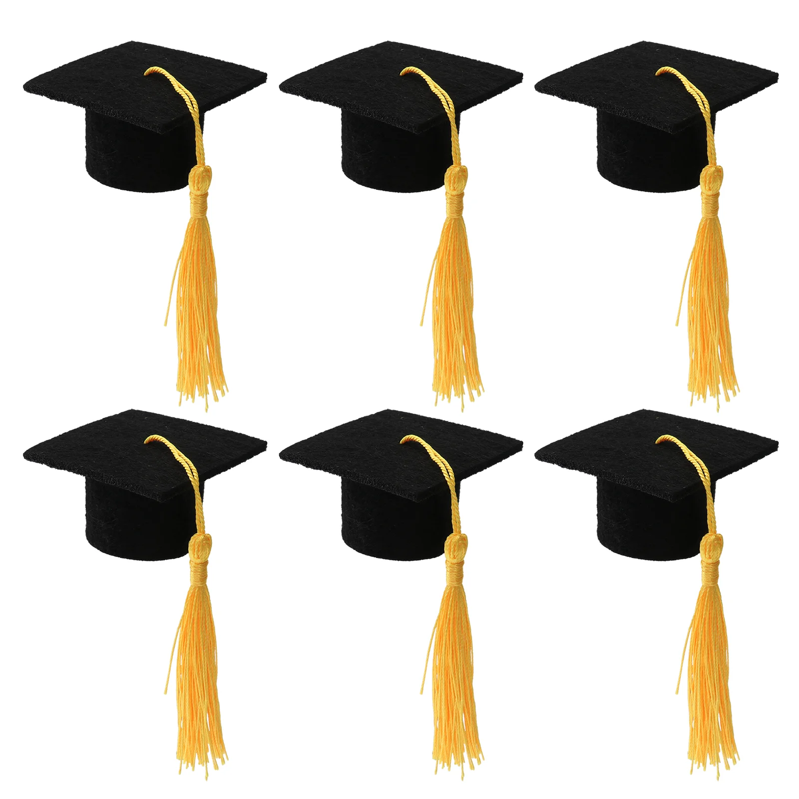 

6pcs Mini Doctoral Shape Bottle Adorable Tassel Bottle Cover Graduation Party Ornament Beer Bottle Decoration (Yellow