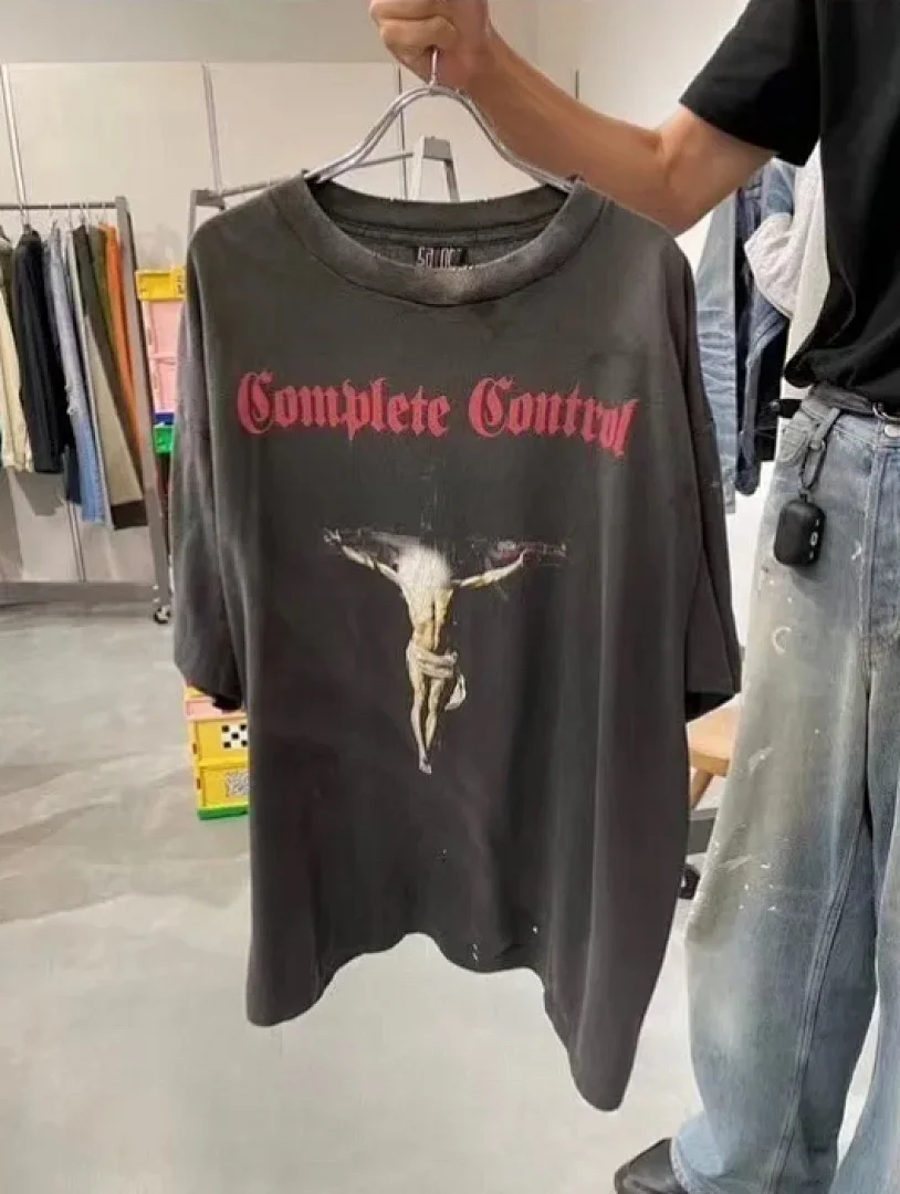 Футболки унисекс 25SS Saint x Cumplete Coutrol с принтом God Cross, хип-хоп, оверсайз, повседневные, из хлопка (art.: 3920dbd44c9c1) - 3920dbd44c9c1