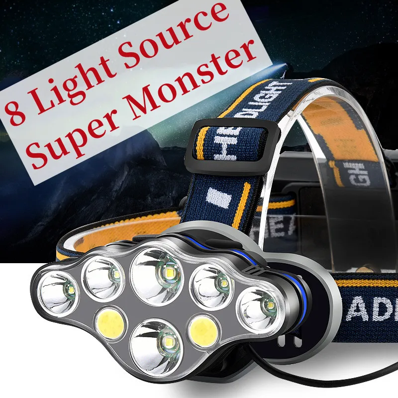 Waterproof USB Rechargeable Headlamp Portable 8LED Headlight Battery Torch Portable Working Outdoors Fishing Camping Head Light