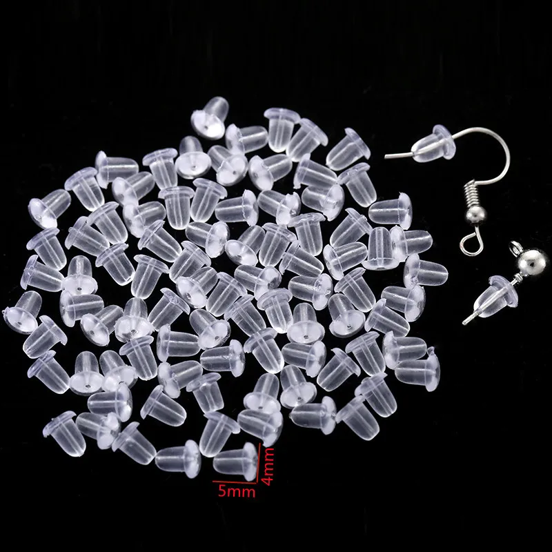 

200pcs Soft Silicone Rubber Earring Back Stoppers For Stud Earrings DIY Earring Findings Accessories Bullet Tube Ear Plugs