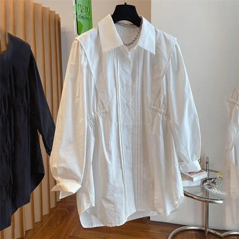 Блузка женская демисезонная со складками Модный повседневный топ свободного