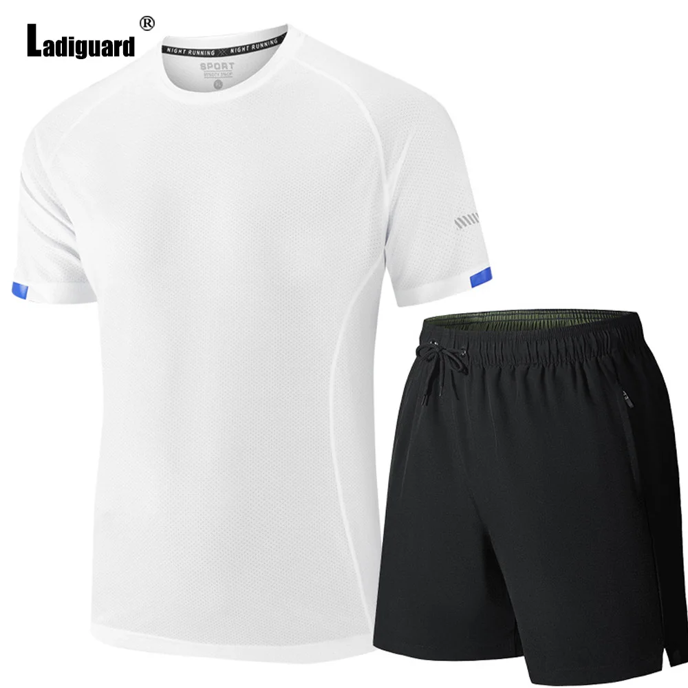 Ladiguard 2023 European Size Running Gym Sportwear Mens Fashion Tracksuit Sets Men Casual Outdoor Skinny Two-piece Outfits Homme