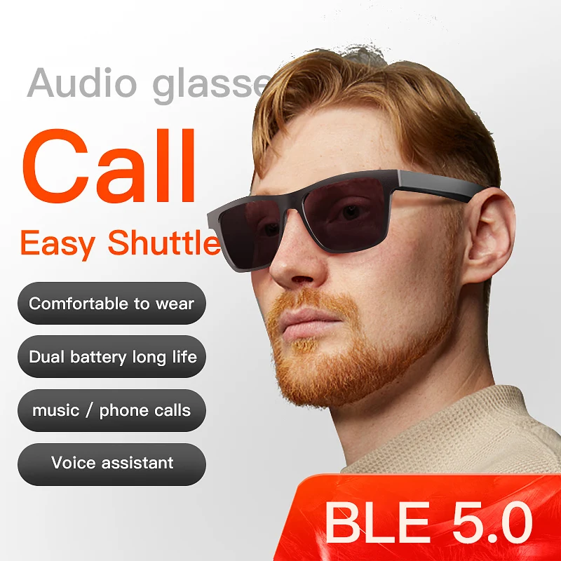 

Portable Button Control Uv Protective Audio Eyewear Durable Bt5.0 Wireless Music Headset With Mic Eliminate Glare 2 In 1 Headset