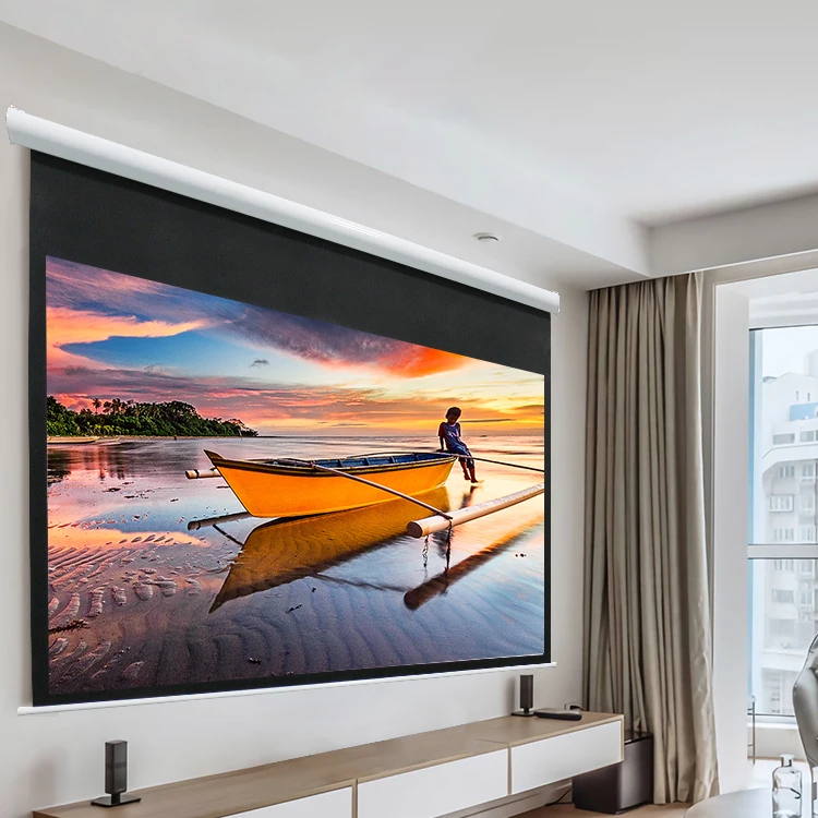 

80-150 inch Ultra HD 4K electric pull cable anti-light projection screen
