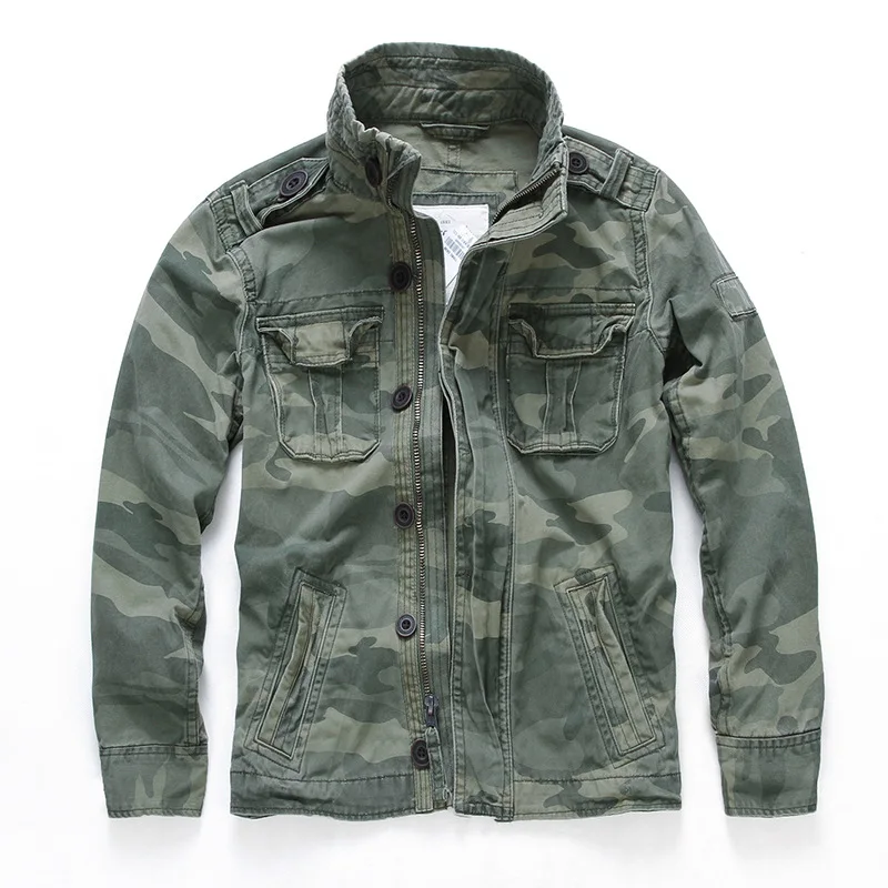 

2023 Camo Jacket Casual Wear Autumn Combat Jackets Thick Denim Men Overall Green Military Winter Camouflage Male Cotton Size