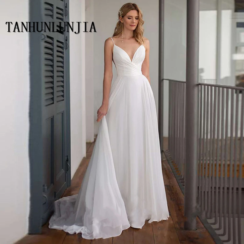 

Пышное шифоновое свадебное платье А-силуэта, Пляжное летнее платье 2023, элегантные свадебные платья для женщин, лиф