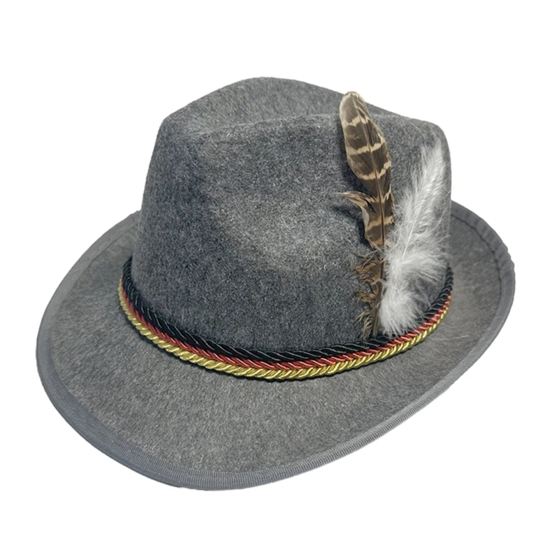 

Adult Felt Hat with Feather Decor Unisex Funny Carnivals Party Anti-uv Hat