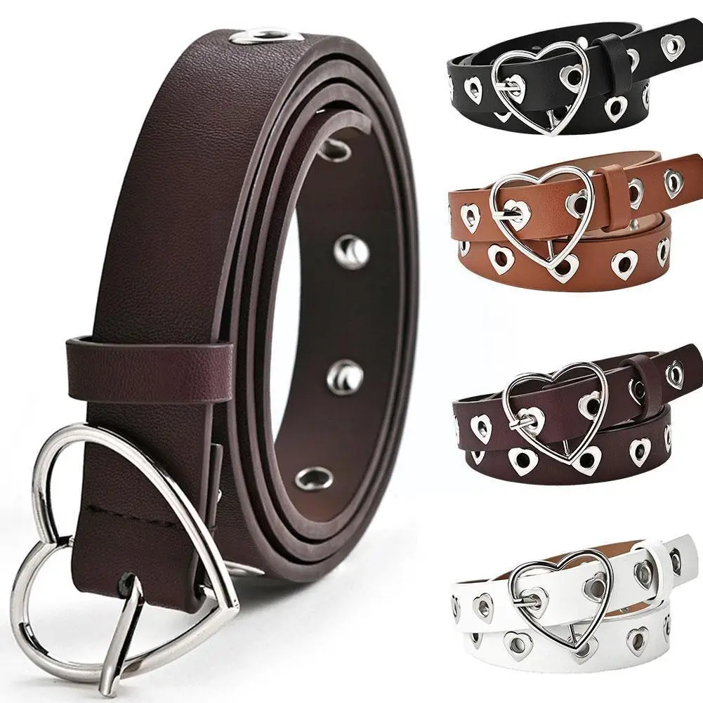 

Fashion Heart-shaped Eyelet Hollow Belt Love Buckle Waistbelt Belts Adjustable Personality Belt Leather Jeans V8I9