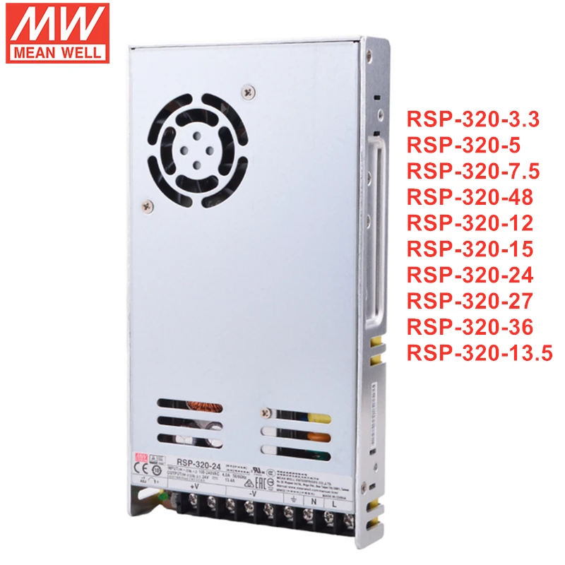 MEAN WELL RSP-320 Series 320W блок питания с одним выходом с функцией PFC RSP-320-3.3/5/7.5/12/15/24/27/36/48V