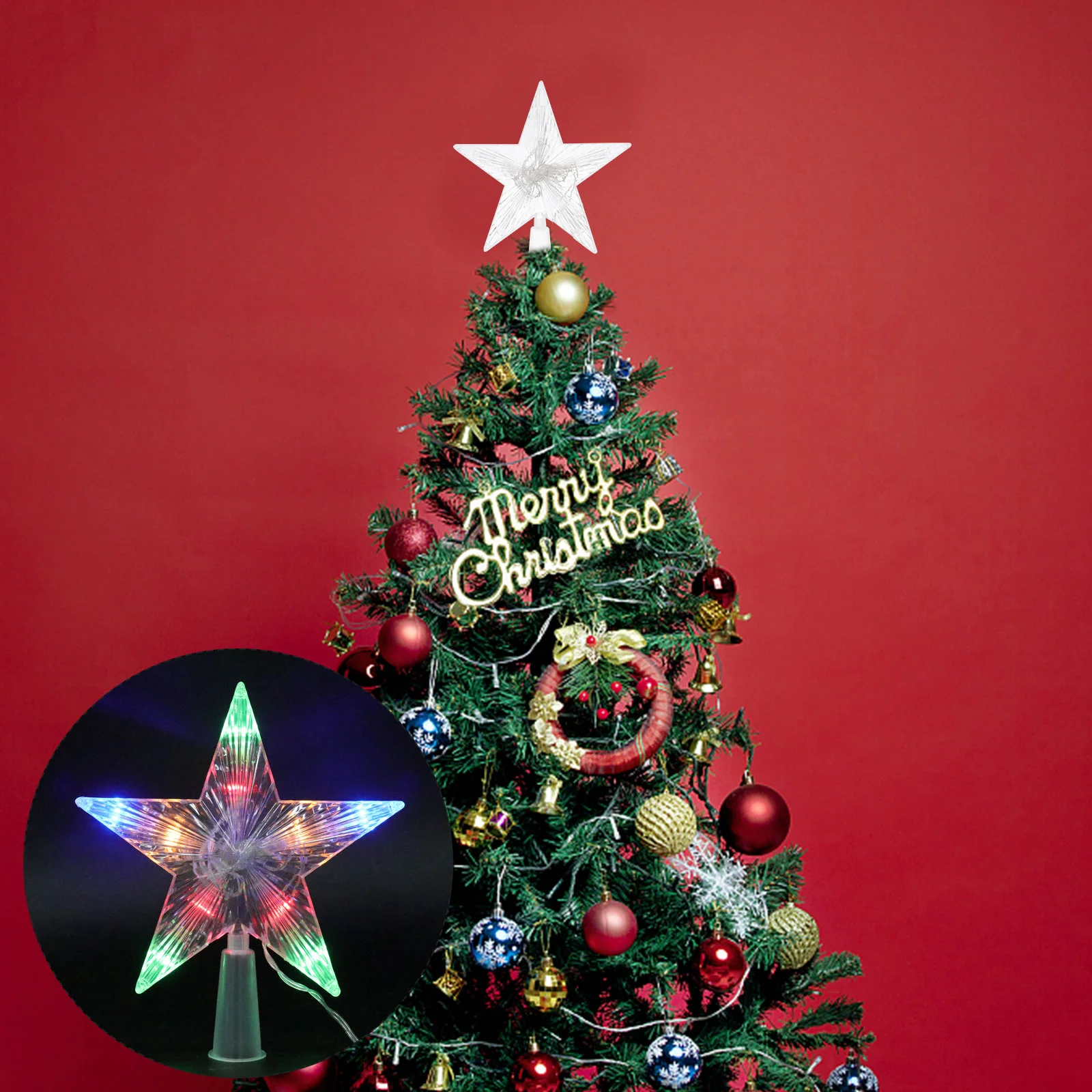 

Tree Christmas Star Topper Twinkle Lighted Shapeddecorations Favors Supplies Light Led Sparklingparty Toppers Glittered Lamp