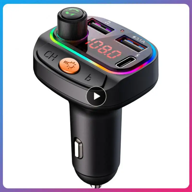 

Universal Charger Fm Transmitter Fast Charger Car Cigarette Lighter C15 Colorful Lights Multi-function Mp3 Music Player Portable