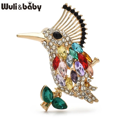 Wuli&baby милые броши с птицами для женщин и мужчин, разноцветные стразы, вечерние повседневные броши с животными, булавки, значок, подарки