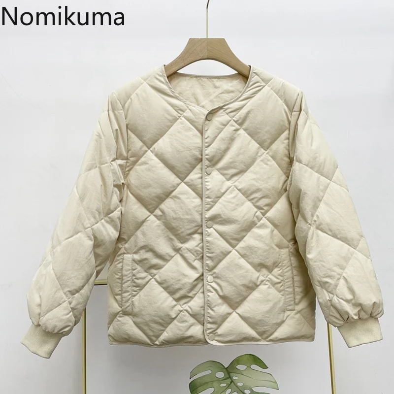 

Nomikuma Manteau Femme Hiver O Neck Solid Color Simple Loose Thick Jackets for Women 2022 Vintage Elegant Casual Abrigo Mujer