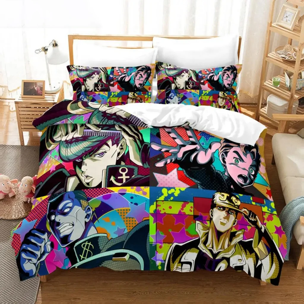 Фото Аниме JoJo Bizarre Adventure Jotaro Kujo комплект постельного белья для мальчиков и девочек Twin Queen Size пододеяльник наволочка кровать для детей и взрослых №1