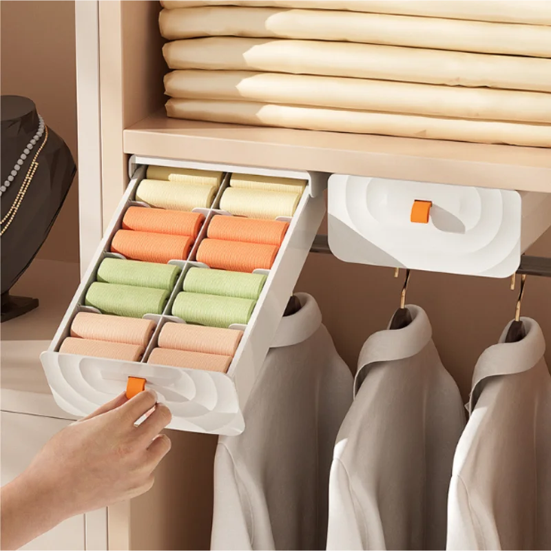 

Storage Drawer Box Household Organizer For Underwear Wardrobe Organizer For Clothes Self-Adhesive Under Desk Drawer