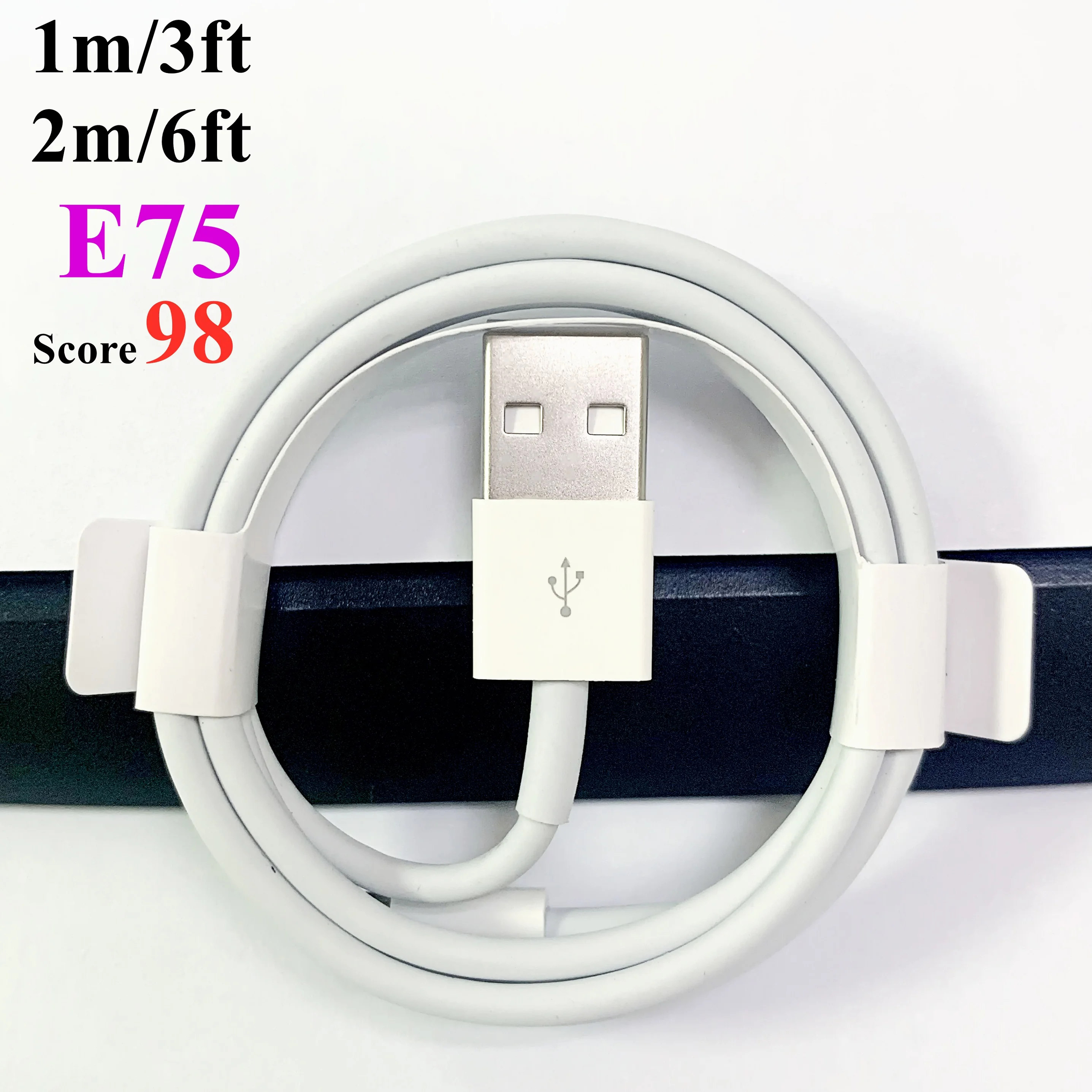 

10Pcs/For Foxcon Quality E75 Chip 8IC 8pin 1m3ft 2m/6ft USB Data Sync Charger Phone Cable For 11 X XR XS Max 7plus With Box