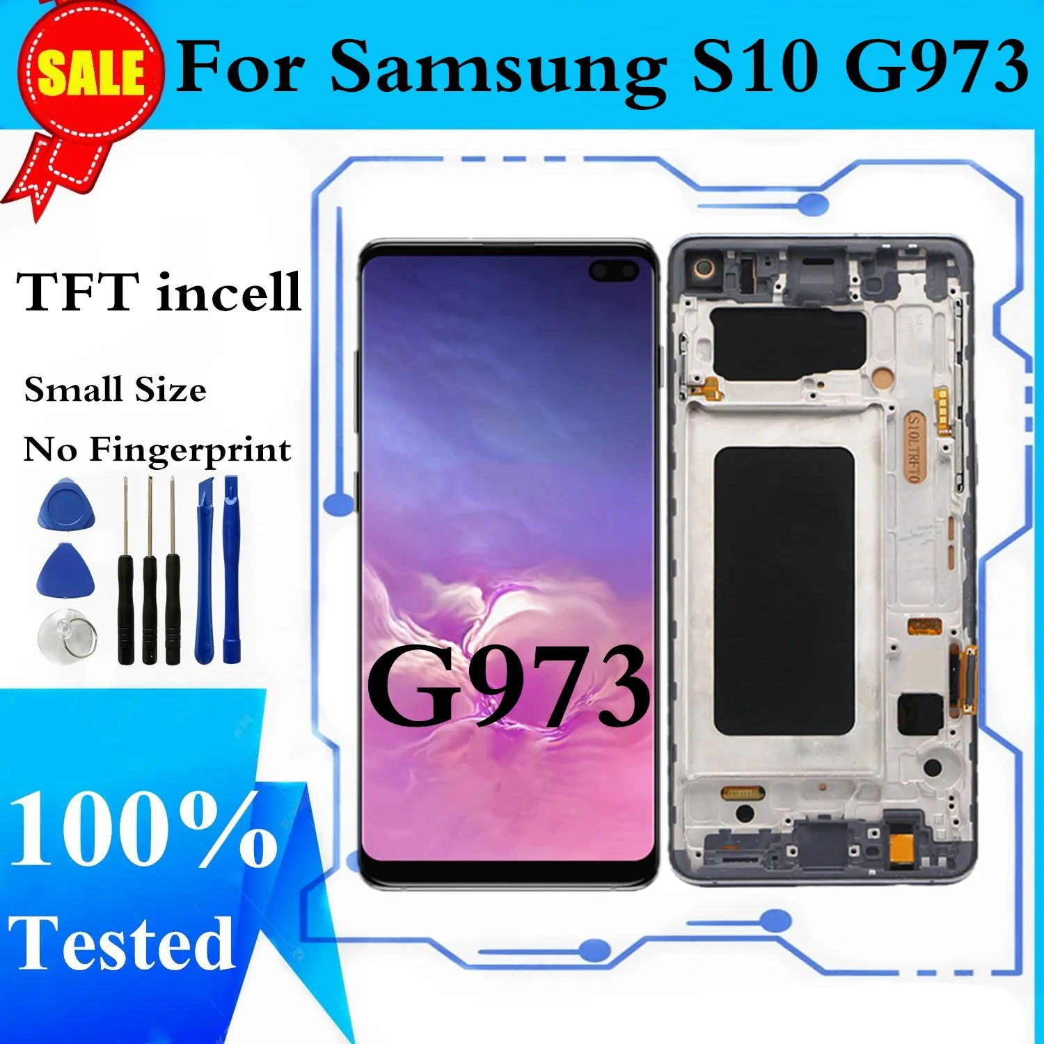 

Высококачественный TFT для Samsung Galaxy S10 SM-G973F SM-G973U SM-G973W LCD дисплей сенсорный экран дигитайзер запасные части с рамкой