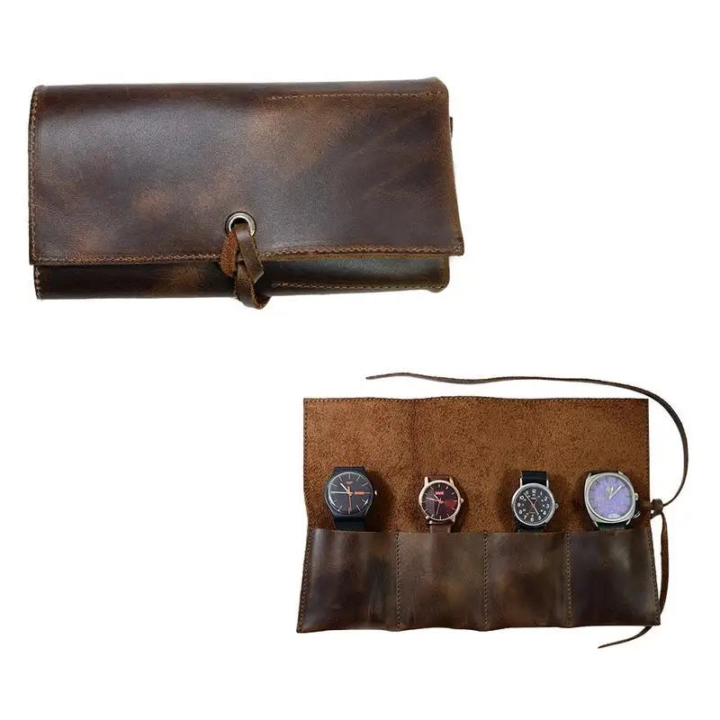 

Leather Travel Watch Roll Notepad Rope Handmade And Handmade Leather Jewelry Roll Travel Jewelry Storage Portable Jewelry Bag