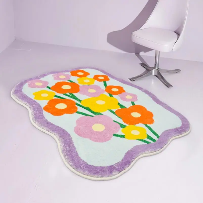 

INS Floral Carpet Bath Mats Pastoral Non-slip Bathroom Shower Door Rug Absorbent Toilet Bathtub Side Entrance Doormats Household