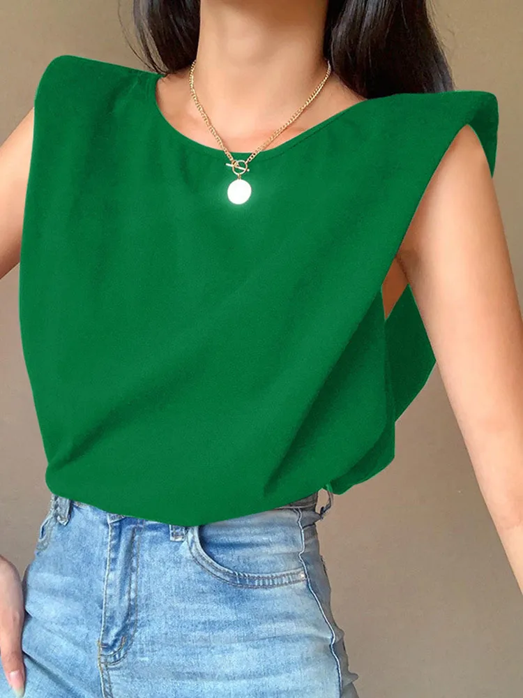 

Женская футболка без рукавов с наплечниками и открытой спиной, лето 2022, свободные футболки с цепочкой, женские модные повседневные футболки...