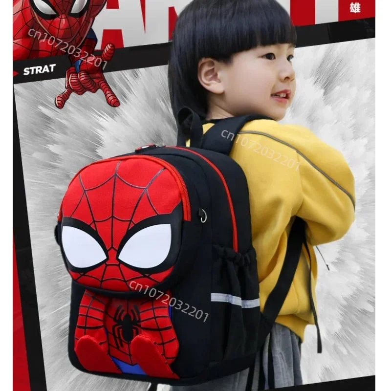 Фото Рюкзак Bandai Spider Man Amine с 3D-печатью, рюкзак с изображением Железного человека, рюкзак для школьников 1-3 классов, двойная сумка через плечо для мальчиков, подарки №1
