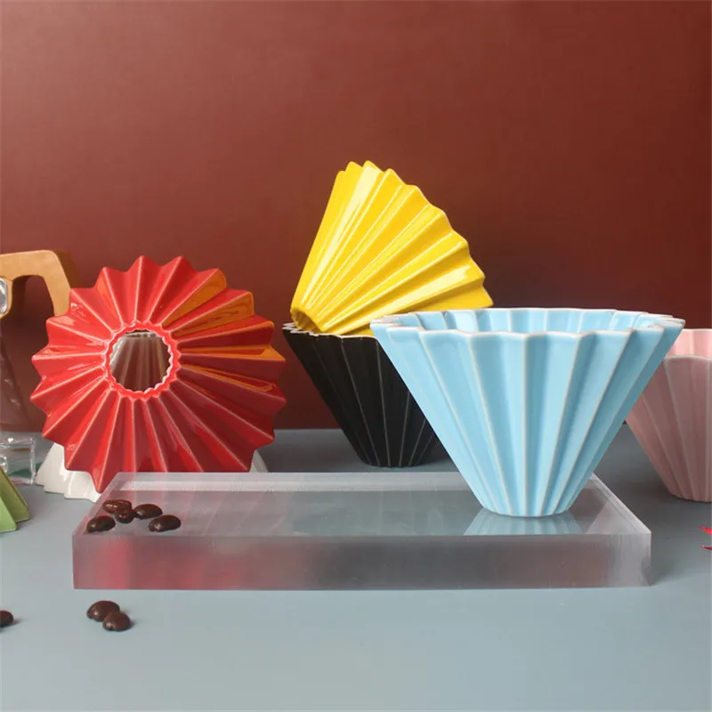 

Легко моющийся твердый воронковый фильтр-чашка ручной работы толкающий кофейный фильтр многоразовая керамическая чашка-фильтр оригами кофеварка