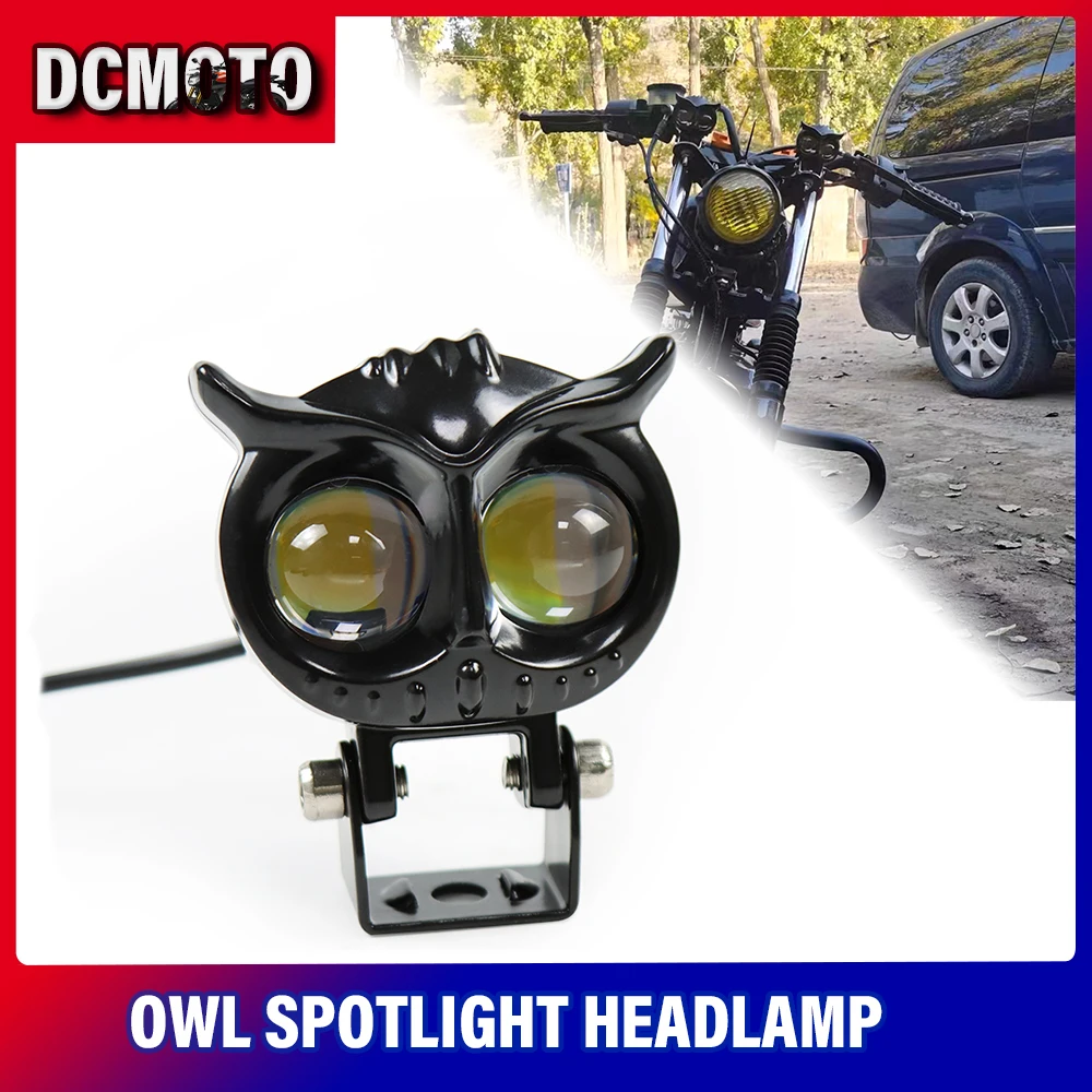 

Motorcycle Owl Spotlight Headlamp Fog LED Light White/Amber DC 12-85V Owl Auxiliary Spotlight for eBike Car ATV Buggy Car