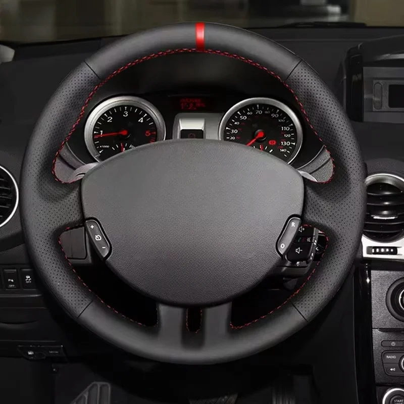 

Чехол на руль автомобиля с ручной вышивкой для Renault Clio 3 RS 2005 2006 2007 2008 2009 2010 2011 2012 2013, перфорированная кожаная отделка