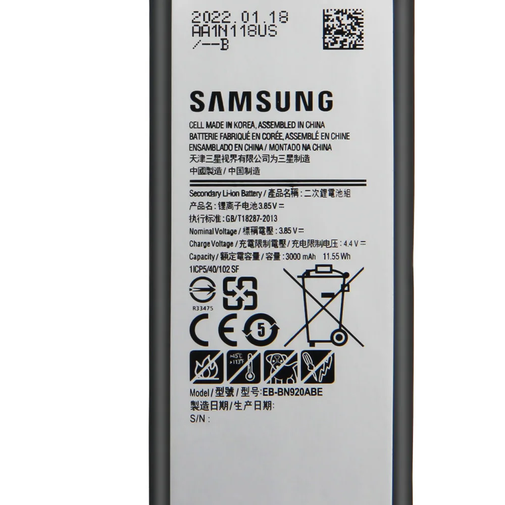Оригинальная запасная аккумуляторная батарея для Samsung GALAXY Note 5 телефон N9208 N9200 N920t