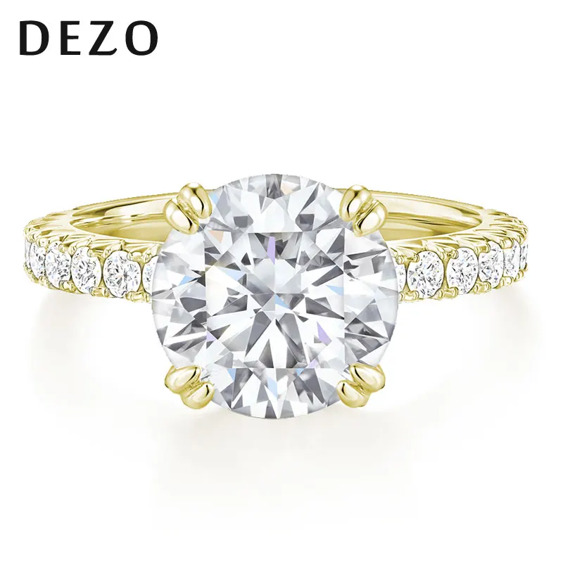 

Облегающее кольцо DEZO с круглым обрезом, 5ct, с муассанитом, 14K позолоченное, искусственное серебро, всего 5,63, cttw все кольца с муассанитом